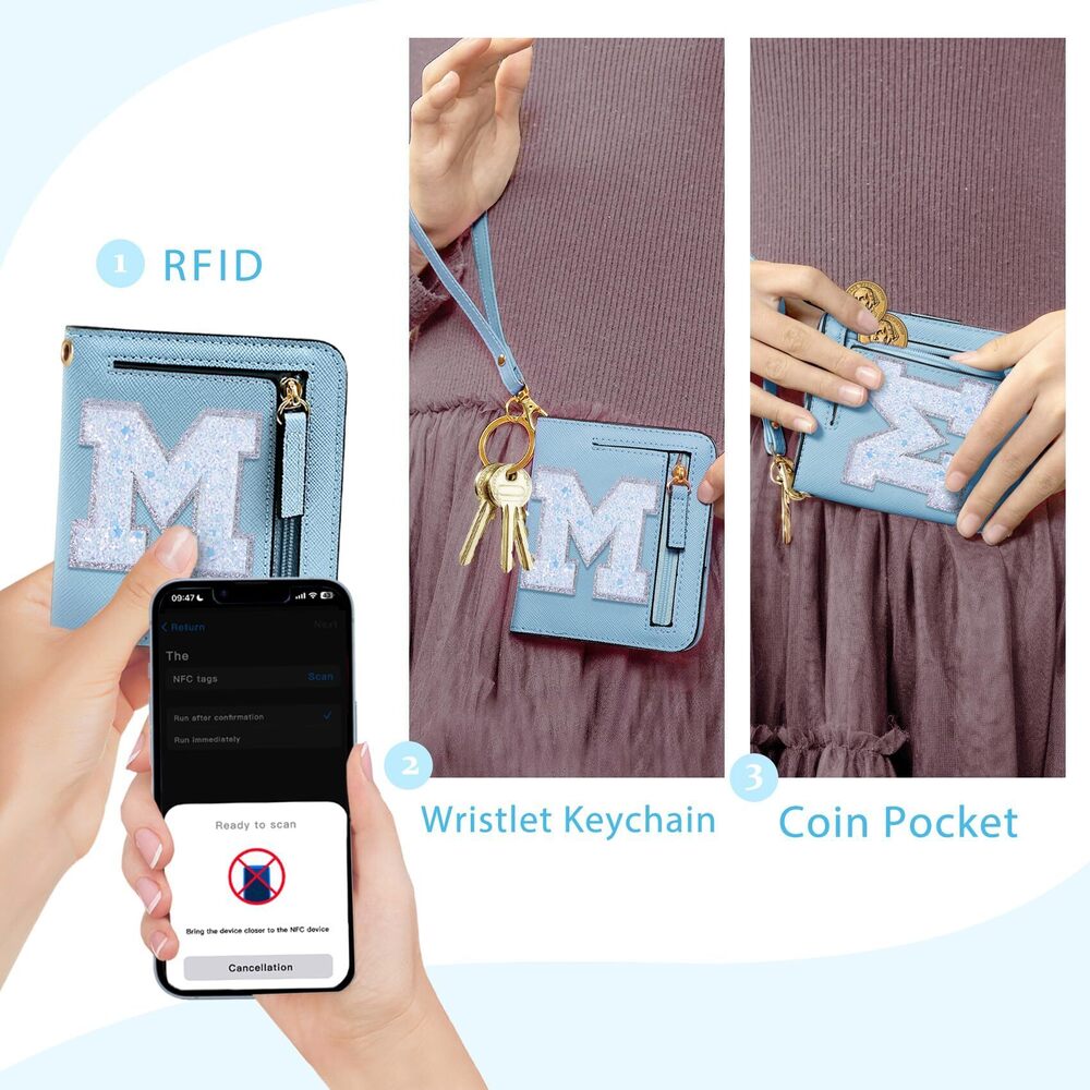 7873 Initial Rfid Wallet Small Teenager Girl Travel Daily Essentials, Mini View 2